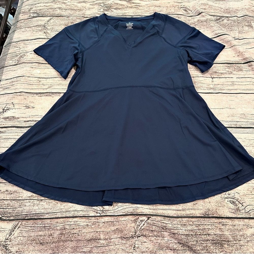 Tommie Copper Compression Shoulder V-Neck Top in Navy; Loose Fit Bottom Size 2X